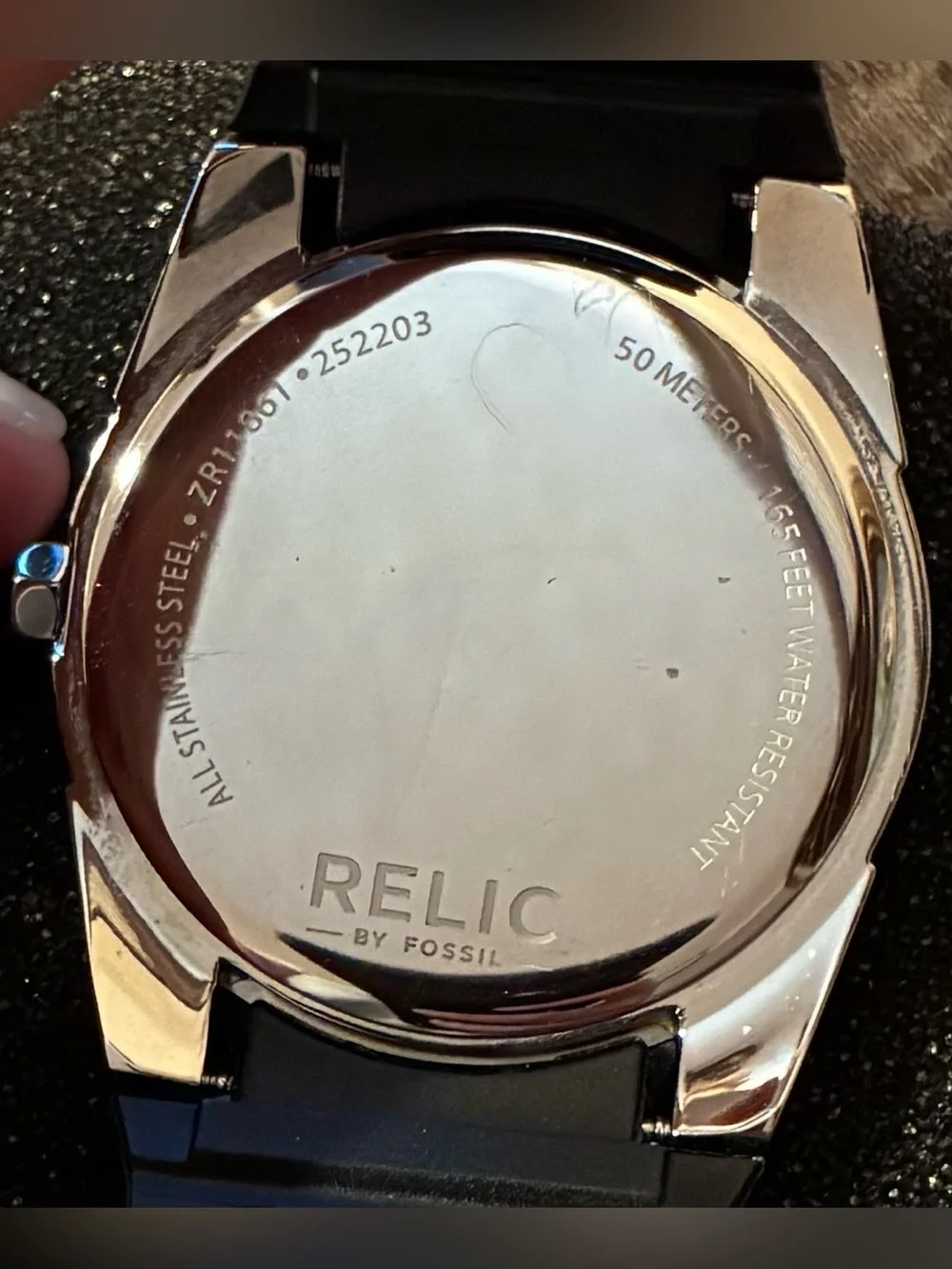 Relic by Fossil Men’s Black Silicone Strap Watch ZR11867 Oversized Dial